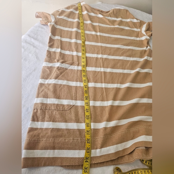 Everlane -Women's Oversized Striped Tan and White Dress M 100%Organic Cotton - Picture 5 of 7
